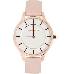 Часы с розовым кожаным ремешком Karen Millen