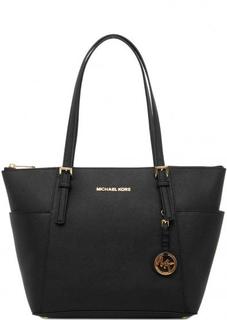 Черная кожаная сумка на молнии Michael Michael Kors