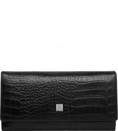 Черный кошелек с выделкой под рептилию Sergio Belotti