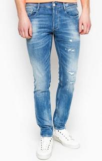Зауженные синие джинсы с потертостями Replay