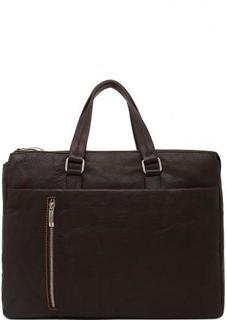 Коричневая кожаная сумка с короткими ручками Gianni Conti