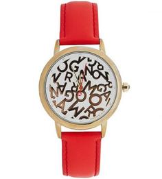 Часы с красным кожаным ремешком Morgan