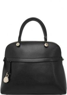 Черная кожаная сумка с декоративным замком Furla