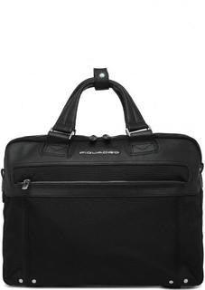 Черная Текстильная сумка на молнии со съемным ремнем Piquadro