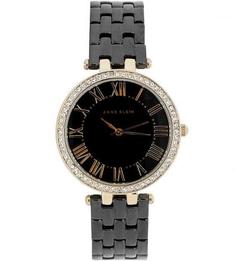 Часы с черным циферблатом круглой формы Anne Klein