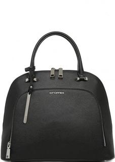 Черная кожаная сумка с короткими ручками Cromia
