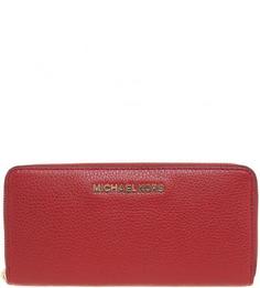 Бордовый кошелек из натуральной кожи Michael Michael Kors