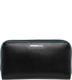 Черный кожаный кошелек на молнии Piquadro