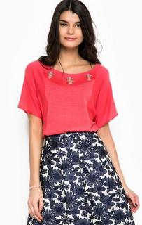 Коралловый джемпер с короткими рукавами Liu Jo