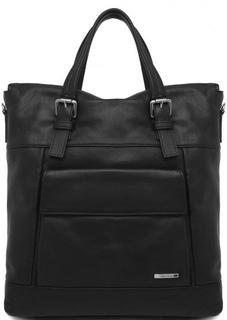 Черная кожаная сумка со съемным плечевым ремнем Gianni Conti