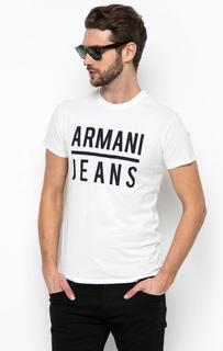 Белая футболка с принтом Armani Jeans