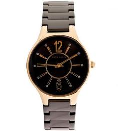 Часы с черным циферблатом круглой формы Anne Klein