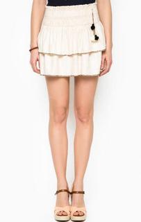 Льняная юбка молочного цвета Maison Scotch