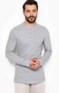 Серая футболка с вырезом на пуговицах Strellson