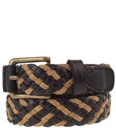 Коричневый плетеный ремень из кожи и текстиля Scotch&Soda