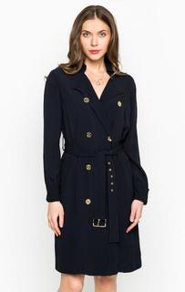 Синее платье из вискозы с поясом Michael Michael Kors