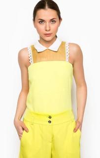 Желтая блуза с отложным воротником Pinko