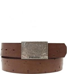 Коричневый ремень из натуральной кожи Diesel