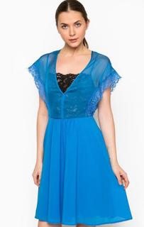 Приталенное синее платье Pinko