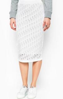 Ажурная белая юбка из вискозы Pinko