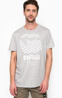 Серая футболка с логотипом бренда G Star RAW