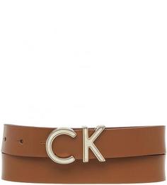 Коричневый кожаный ремень Calvin Klein Jeans