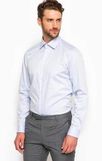 Голубая приталенная хлопковая рубашка Strellson