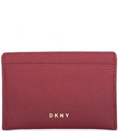 Бордовая визитница из сафьяновой кожи Dkny