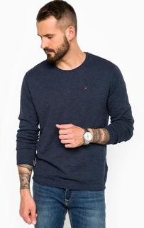 Синий хлопковый джемпер с круглым вырезом Hilfiger Denim