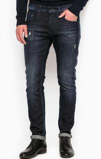 Зауженные джинсы с потертостями и рваными деталями Gas