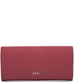 Черный кошелек с застежкой на кнопку из сафьяновой кожи Dkny