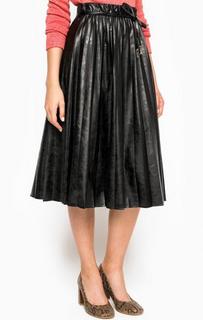 Черная плиссированная юбка из искусственной кожи Patrizia Pepe