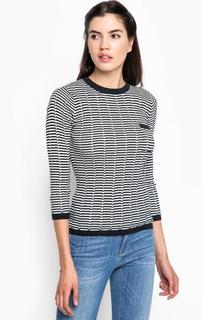 Синий джемпер из хлопка и полиакрила в полоску Tom Tailor Denim