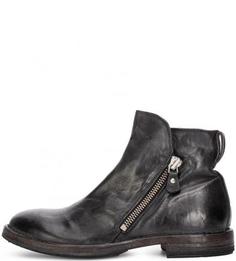 Черные кожаные полусапоги на молниях Moma
