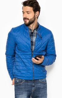 Синяя куртка на молнии с наушниками Guess