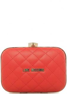 Стеганый клатч со съемной плечевой цепочкой Love Moschino