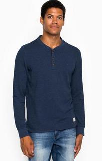 Синий джемпер с вырезом на пуговицах Mustang