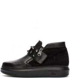 Полусапоги из натуральной кожи со вставкой из искусственного меха Tosca BLU