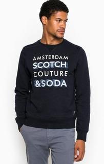 Свитшот из хлопка с нашивками и принтом Scotch&Soda