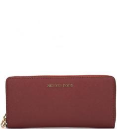 Кошелек на молнии из сафьяновой кожи Michael Michael Kors