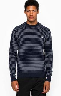 Синий джемпер из хлопка в полоску Fred Perry