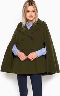 Пончо из шерсти и нейлона цвета хаки Tommy Hilfiger