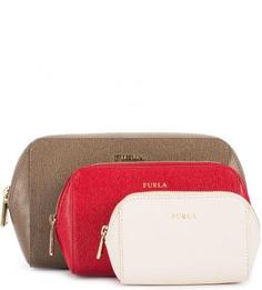 Набор из трех кожаных косметичек Furla