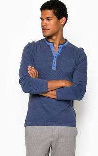 Хлопковая футболка с вырезом на пуговицах Tom Tailor