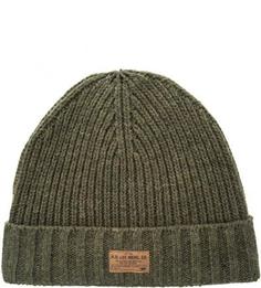 Шапка из акрила и шерсти цвета хаки Lee