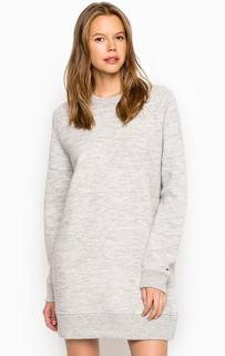 Короткое платье-свитшот из шерсти Hilfiger Denim