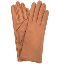 Коричневые кожаные перчатки Eleganzza