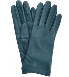Бирюзовые кожаные перчатки Eleganzza