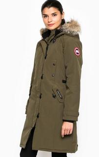 Удлиненный зимний пуховик с отделкой мехом койота Canada Goose