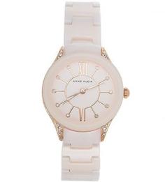 Часы круглой формы с керамическим ремешком Anne Klein